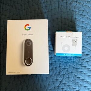 Google Nest Hello Doorbell with 18V Power Adapter in Black